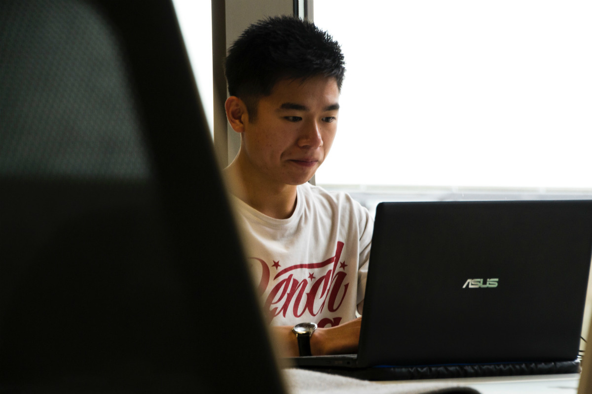 Man at laptop, planning a career change Man at laptop, planning a career change