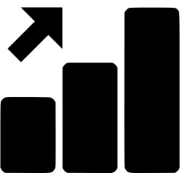 icon of bar chart with bars getting taller and taller